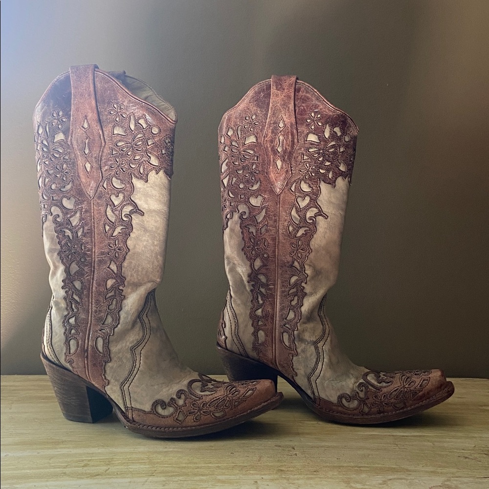 Brown and Tan Western Boots